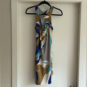 Trina Turk 100% silk mini sleeveless halter dress